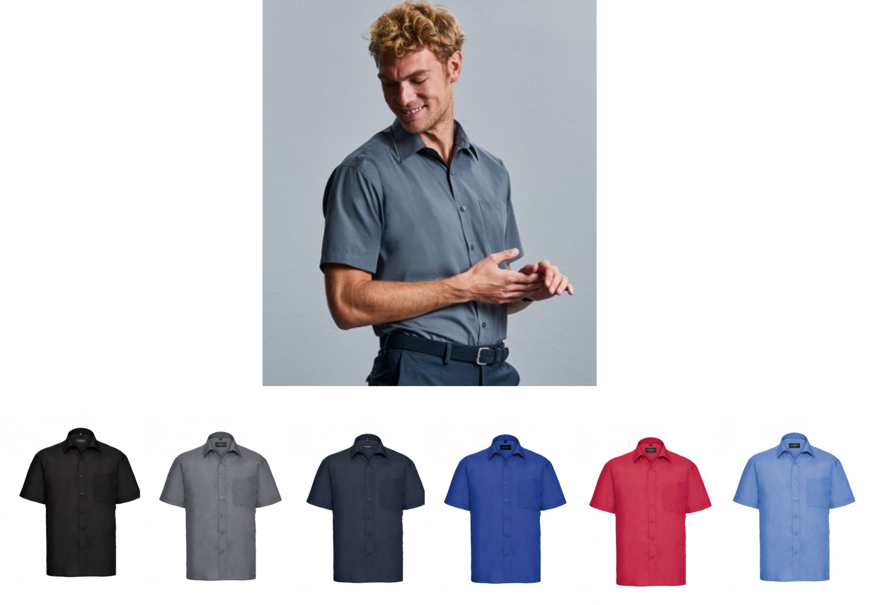Russell Collection 935M Short Sleeve Easy Care Poplin Shirt